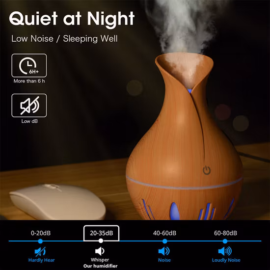 Diffuseur d'arôme électrique diffuseur 3D à télécommande, humidificateur d'air à Grain de bois