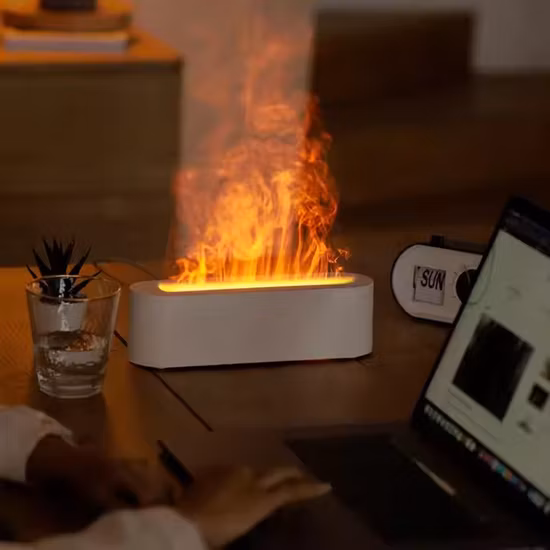 Diffuseur d'humidificateur d'air à flamme 3D USB 200ml, lampe à feu ultrasonique, diffuseur d'arôme d'huile essentielle avec flamme
